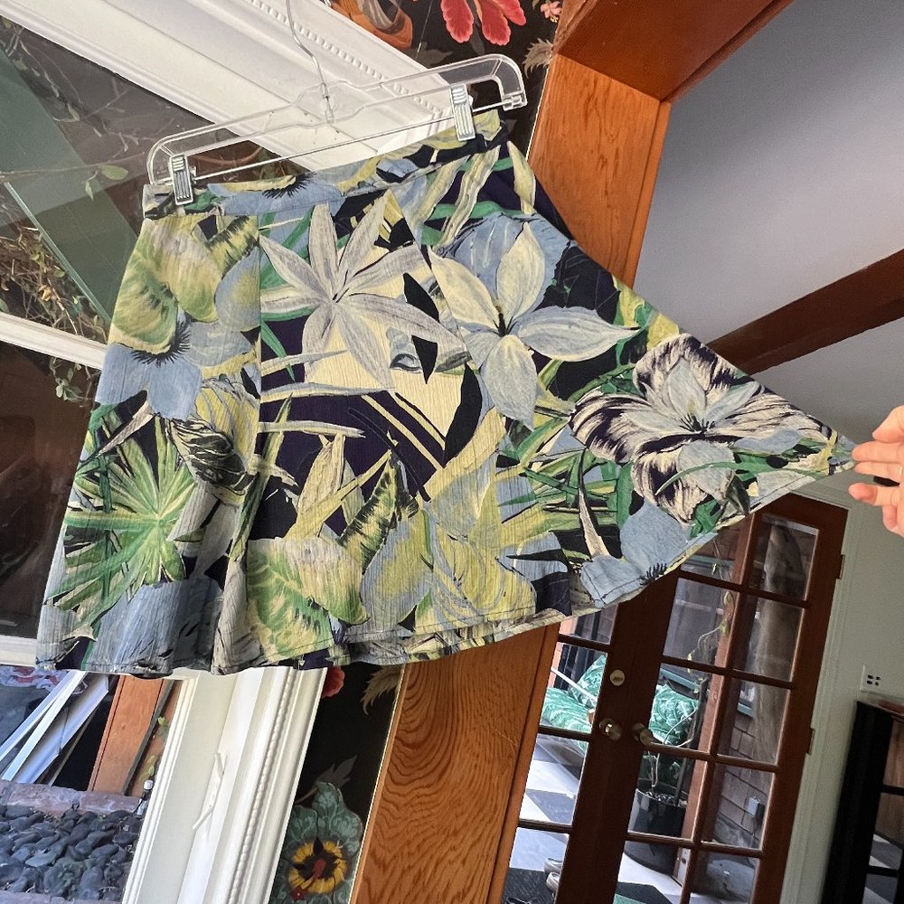 Reformation Tropical Print Mini Skirt - Blue and Green